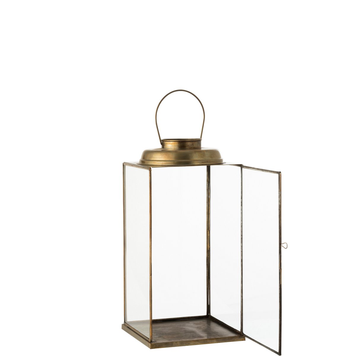 J-Line lantaarn Laag Antiek - glas/ijzer - brons - small