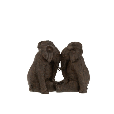 J-Line Koppel Olifant Poly Donkerbruin Large
