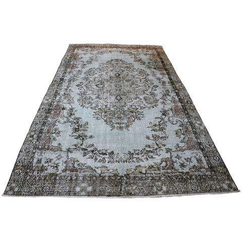 Grijs blauw vintage vloerkleed - 298x174 cm - HANDGEMAAKT