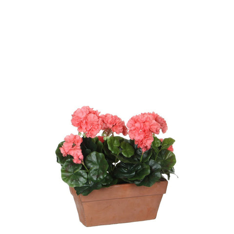 Geranium Kunstplant in Balkonbak - L29 x B13 x H40 cm - Zalmroze