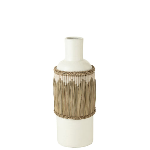 J-Line Vaas Motief Terracotta/Gras Wit/Naturel