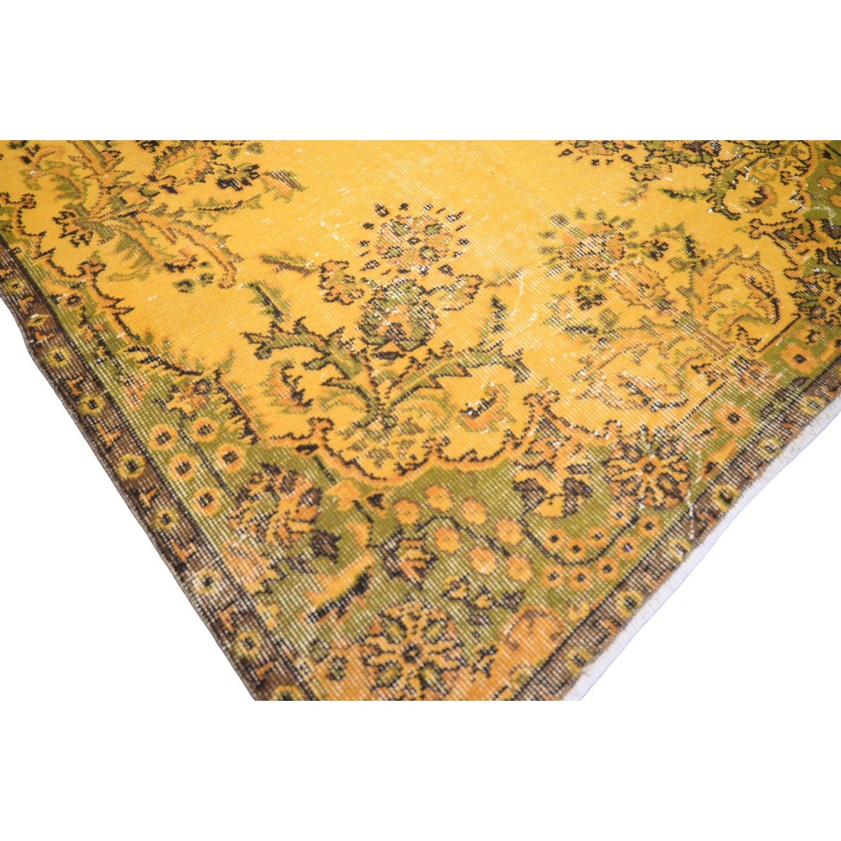 Geel vintage vloerkleed - 214x115 cm - HANDGEMAAKT