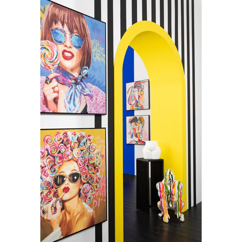 J-Line wanddecoratie Graffiti Vrouw Lolly - canvas/verf - mix