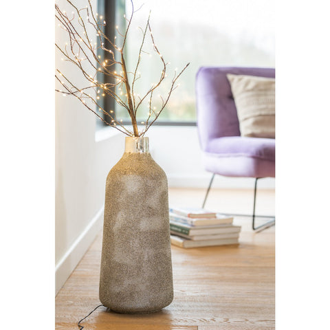 J-Line vaas Frosty Rond - glas - zilver - 49.00 cm hoog