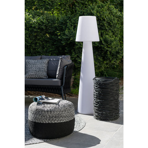 J-Line Poef Miami Outdoor Streep Polyester Zwart/Wit
