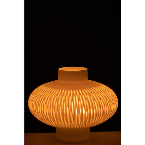J-Line vaas Streep Bal Laag - glas - wit - 24.50 cm hoog