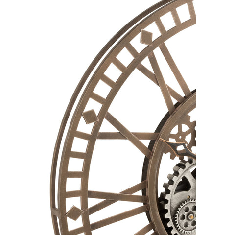 J-Line Radars Romeinse Cijfers klok - metaal - goud - Ø 7 cm