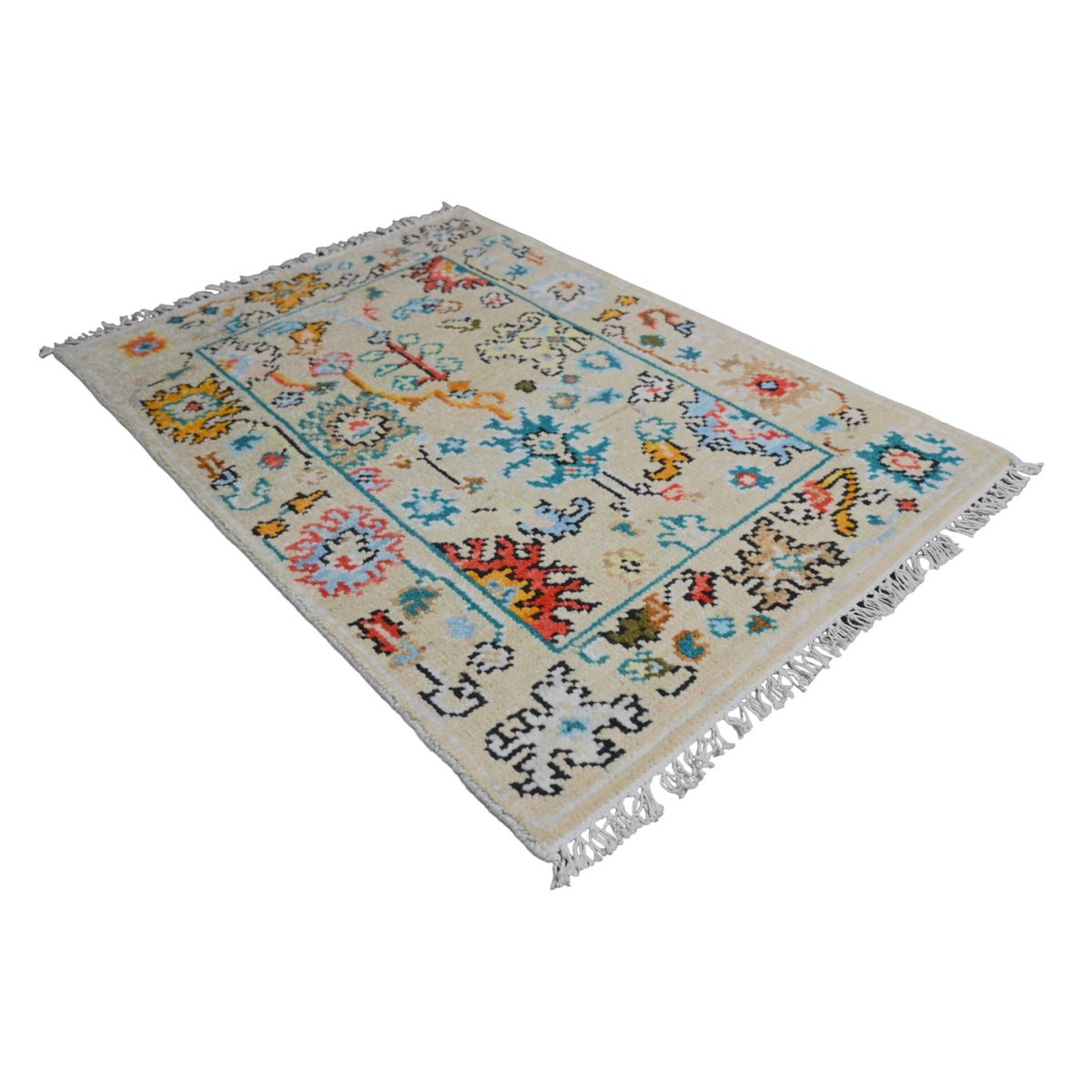 Beige Azeri vloerkleed - 93x66 cm - HANDGEMAAKT