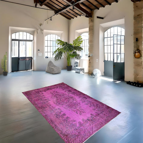 Paars vintage vloerkleed - 262x167 cm - HANDGEMAAKT