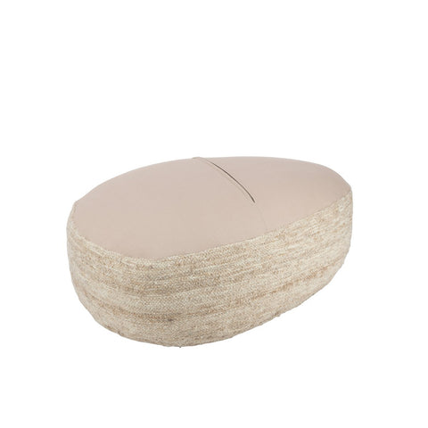 J-Line Poef Steen Tweekleurig Weefsel Wol Beige