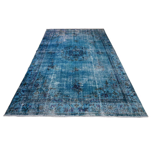 Blauw vintage vloerkleed - 296x184 cm - HANDGEMAAKT