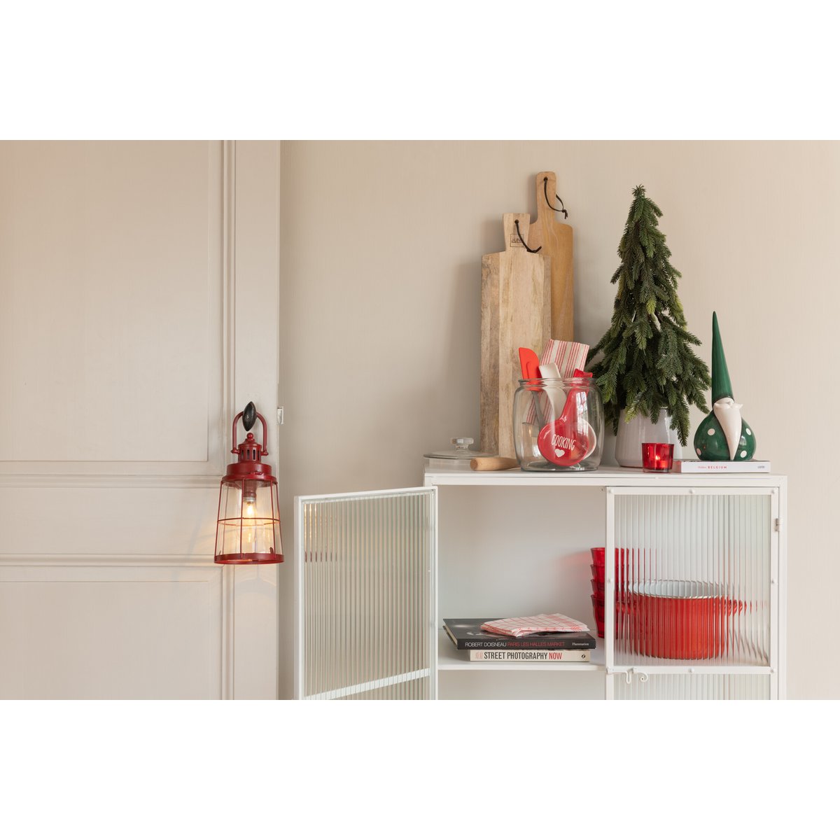 J-Line Kersthanger - polyester - wit/goud
