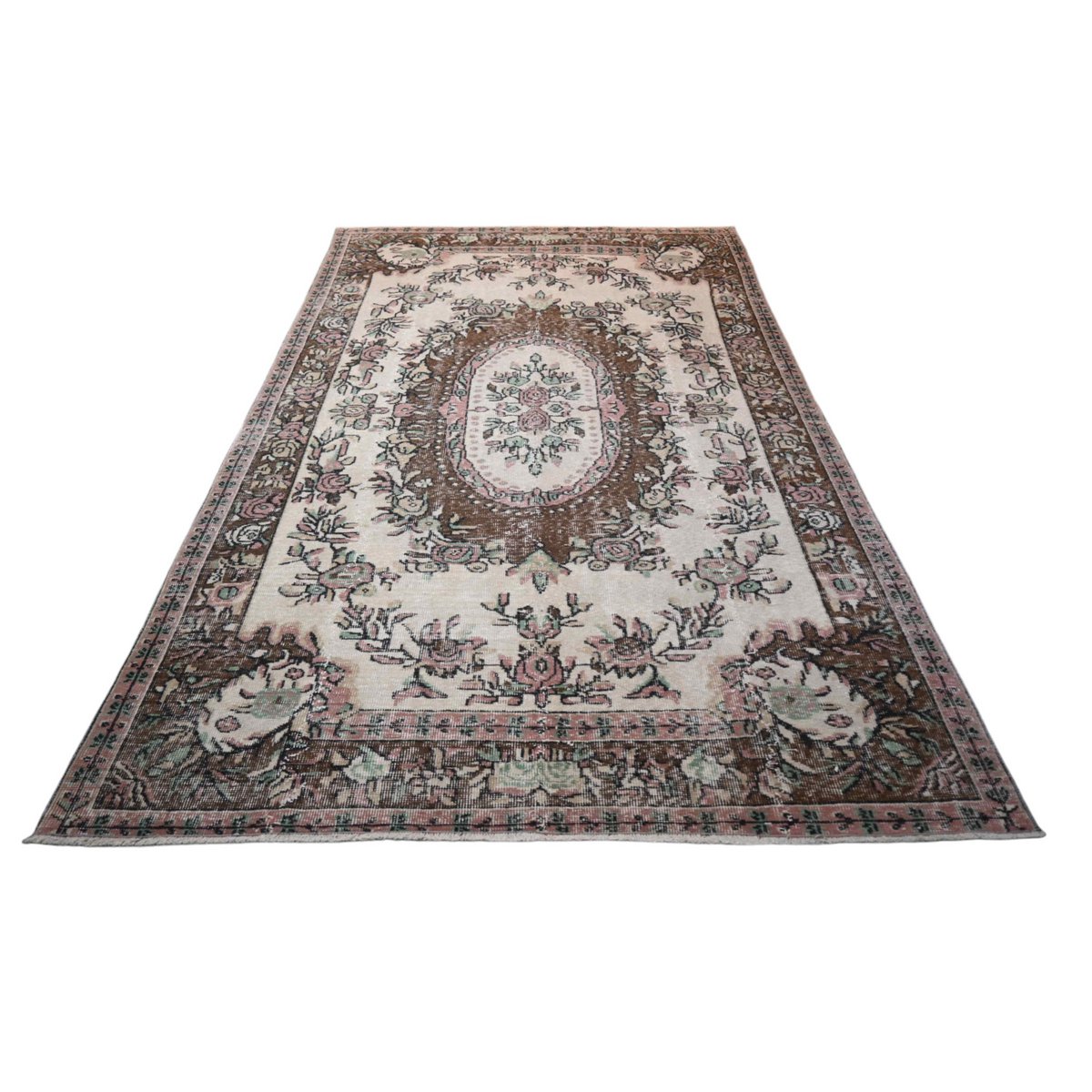 Beige bruin vintage vloerkleed - 267x167 cm - HANDGEMAAKT