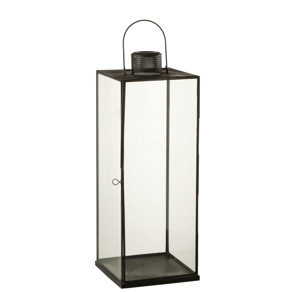 J-Line lantaarn Hoog - glas/metaal - zwart