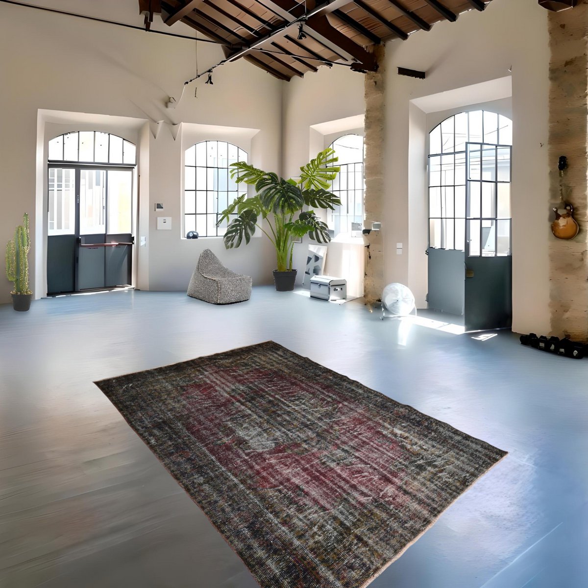 Grijs vintage vloerkleed - 266x183 cm - HANDGEMAAKT