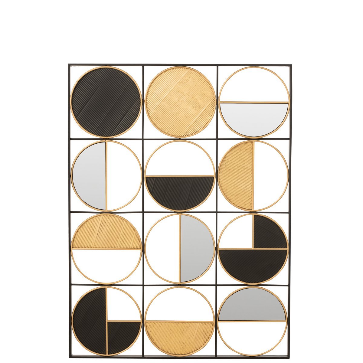 J-Line wanddecoratie Ronden - ijzer/glas - goud/zwart
