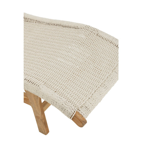 J-Line ligzetel + kussen Geweven - kunststof/teak - wit
