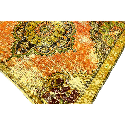 Geel Orangje vintage vloerkleed - 240x120 cm - HANDGEMAAKT