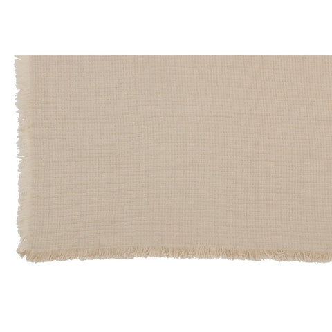J-Line Plaid franjes Mousseline - katoen - lichtbeige