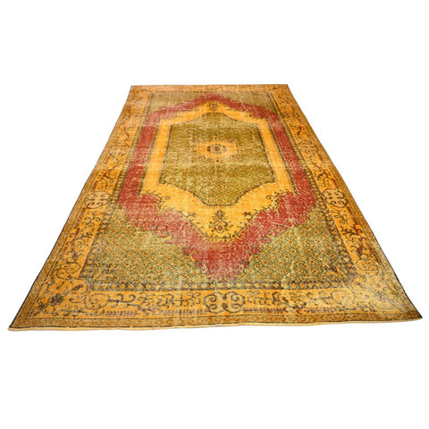Geel vintage vloerkleed - 298x184 cm - HANDGEMAAKT