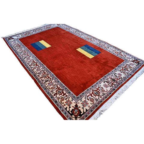 Rood Art Deco vloerkleed - 303x198 cm - HANDGEMAAKT