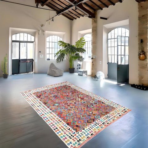 XL Kleurrijke kelim - 400x310 cm - HANDGEMAAKT