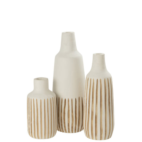 J-Line vaas Ying - hout - wit - large - 56.00 cm hoog