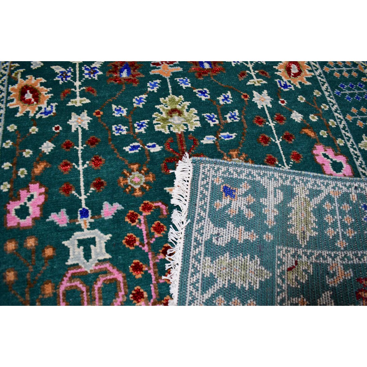 Groen Azeri vloerkleed - 195x128 cm - HANDGEMAAKT