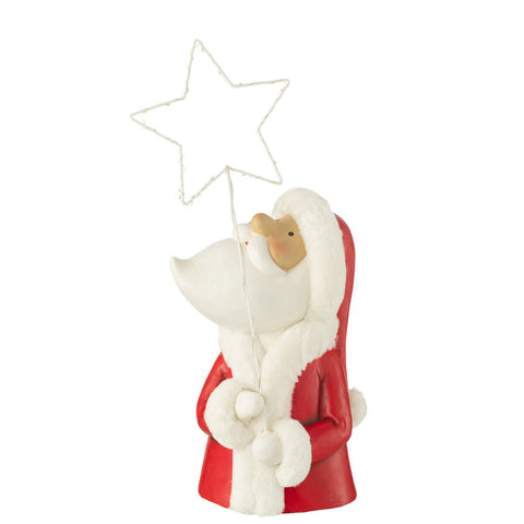 J-Line Kerstman Led Ster Resin Wit/Rood Large