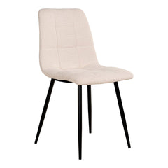 Middelfart Dining Chair - Eetkamerstoel in bouclé, wit met zwarte poten, HN1232 - set van 2