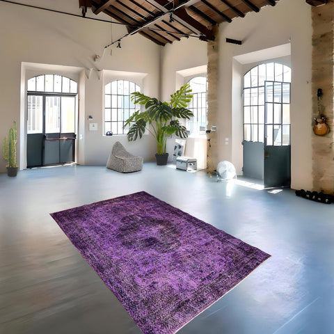 Paars vintage vloerkleed - 284x184 cm - HANDGEMAAKT