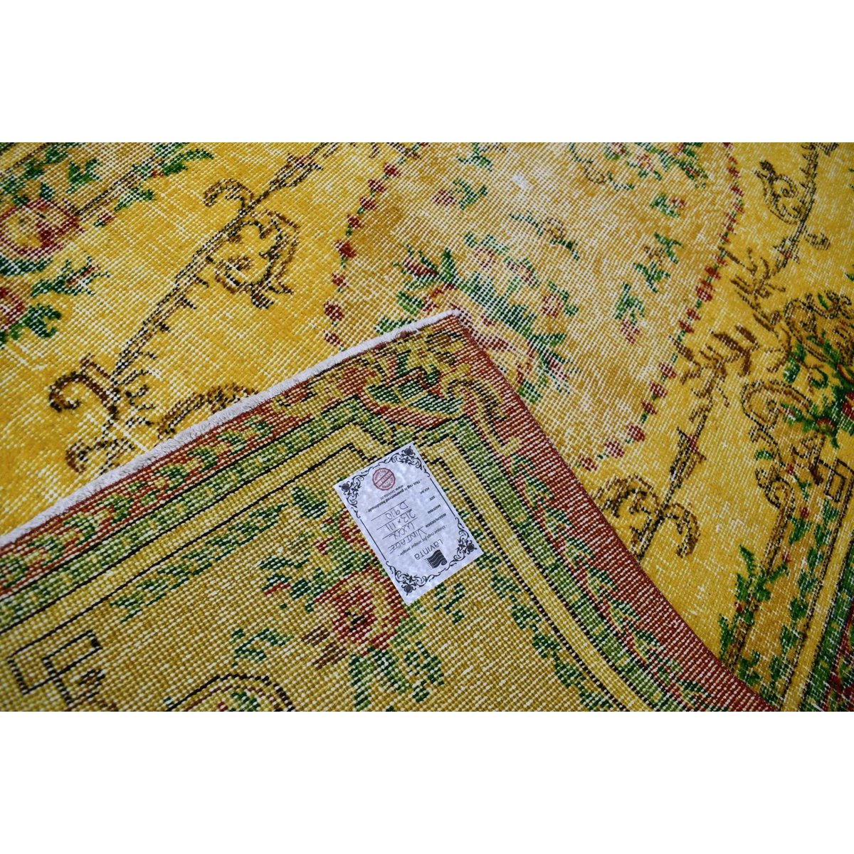Geel vintage vloerkleed - 213x111 cm - HANDGEMAAKT