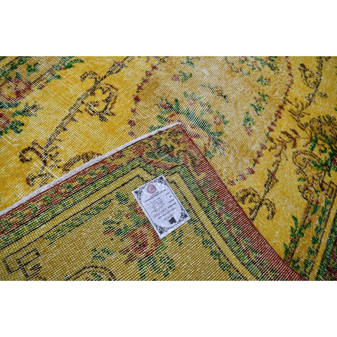 Geel vintage vloerkleed - 213x111 cm - HANDGEMAAKT