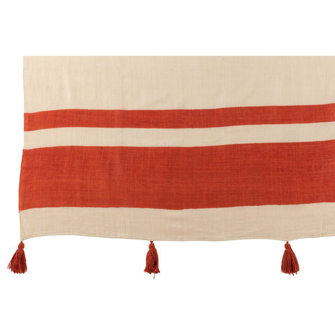 J-Line Plaid strand groeven - katoen - koraal - 185 x 135 cm