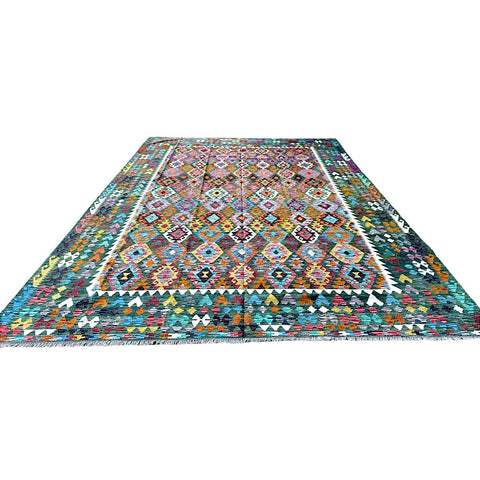 XXL Kleurrijke kelim - 400x310 cm - HANDGEMAAKT