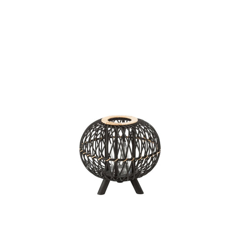 J-Line Kaarsenhouder - bamboe - zwart/naturel - small