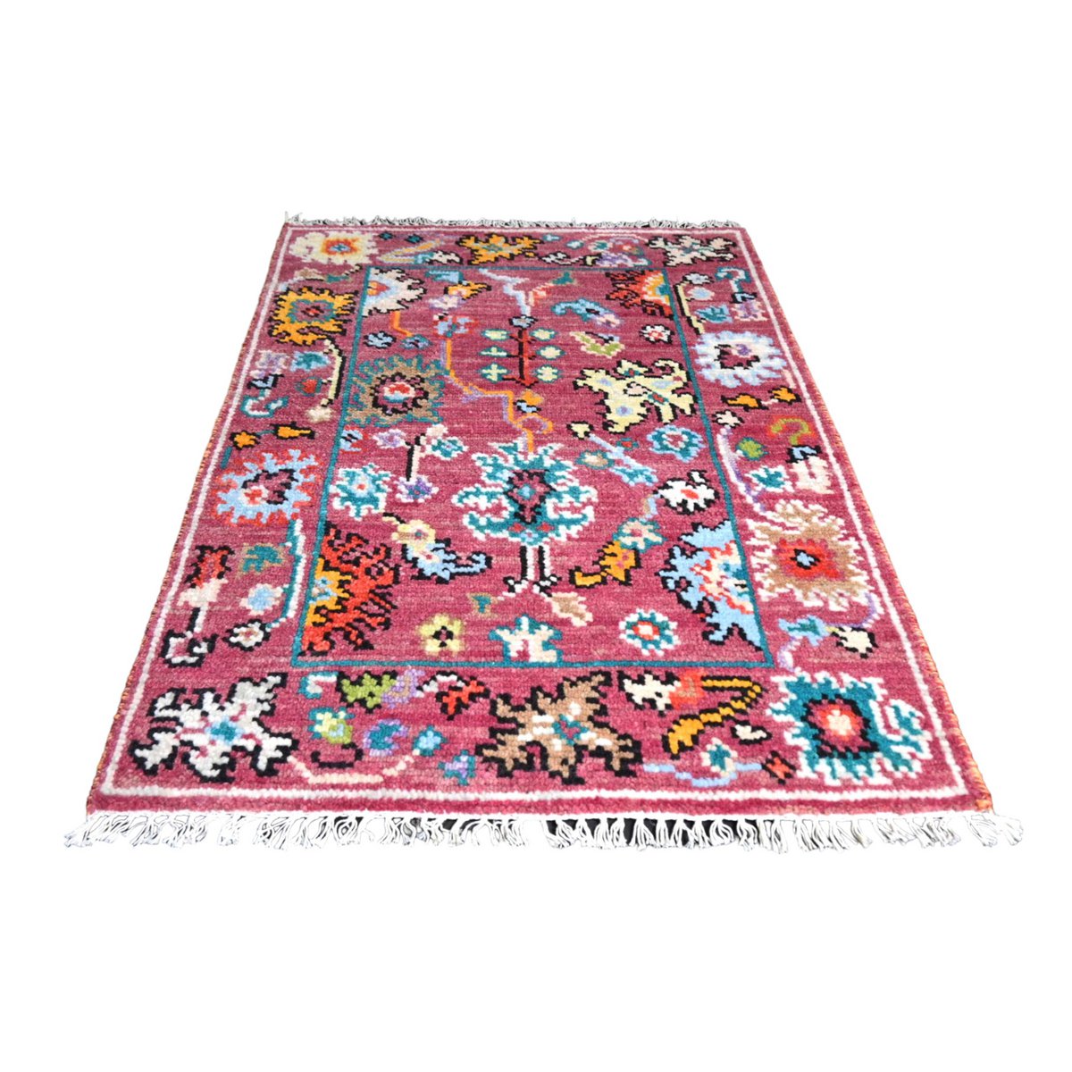 Roze Azeri vloerkleed - 92x66 cm - HANDGEMAAKT