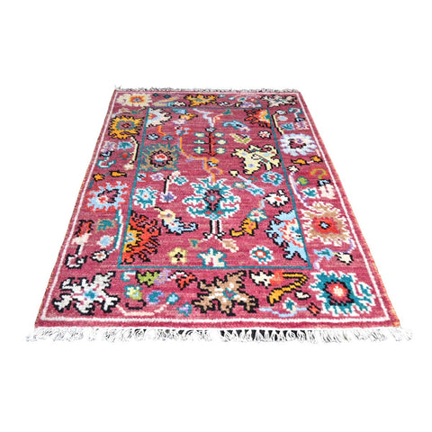 Roze Azeri vloerkleed - 92x66 cm - HANDGEMAAKT