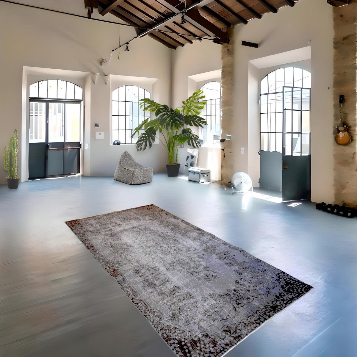 Grijs vintage vloerkleed - 284x160 cm - HANDGEMAAKT