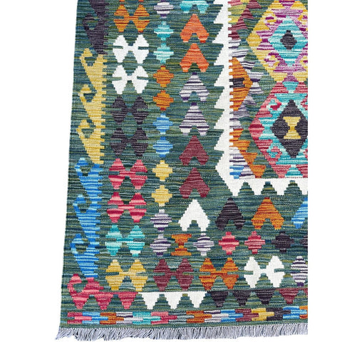 XXL Kleurrijke kelim - 400x310 cm - HANDGEMAAKT
