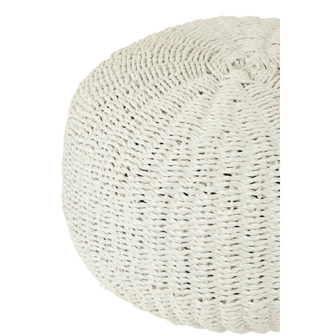 J-Line Pouf Rond Geweven Plastiek Wit