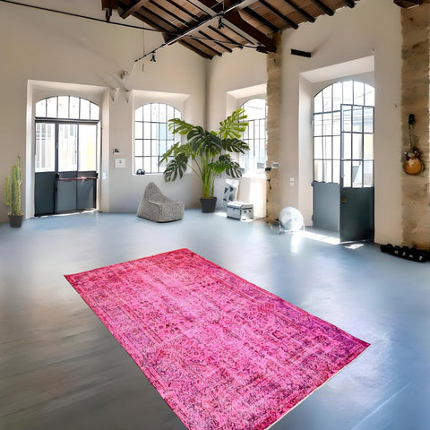 Roze vintage vloerkleed - 280x164 cm - HANDGEMAAKT
