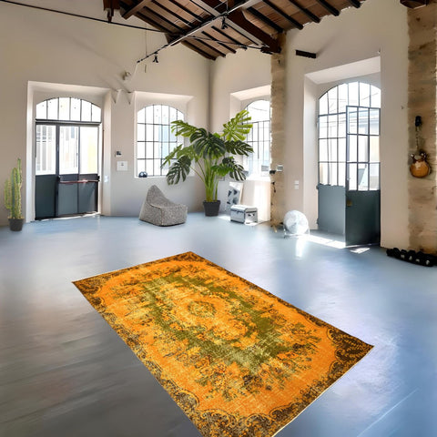 Geel vintage vloerkleed - 244x176 cm - HANDGEMAAKT