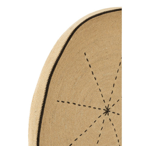 J-Line Plateau Muurdecoratie Ster Stippellijnen Zeegras Naturel/Zwart