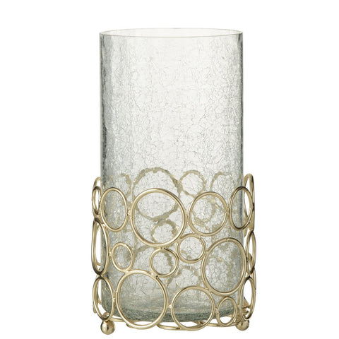 J-Line kaarshouder Kyev - glas/ijzer - transparant/goud - large