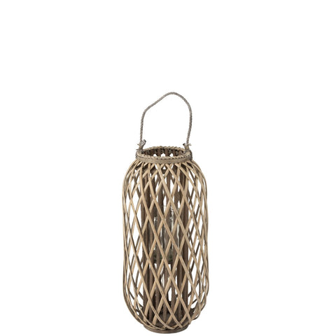 J-Line lantaarn Willow - hout - grijs - small