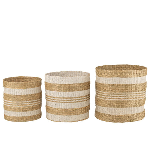 J-Line Set 3 Manden Gestreept Zeegras Wit