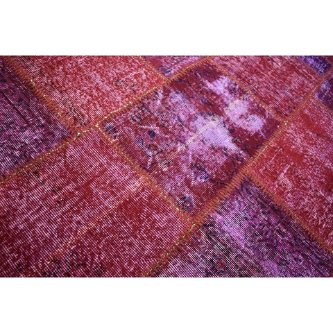 Patchwork vloerkleed roze - 241x105 cm - HANDGEMAAKT