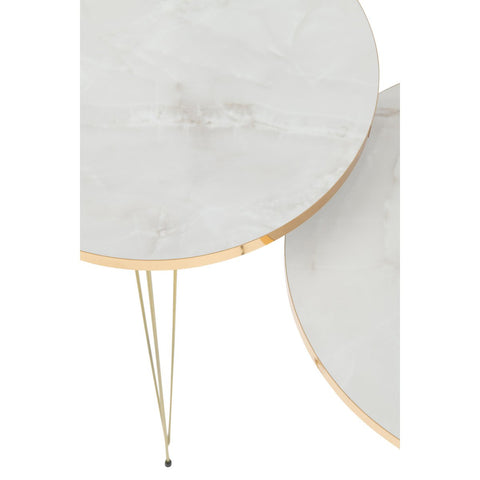 J-Line bijzettafel - metaal - wit/goud