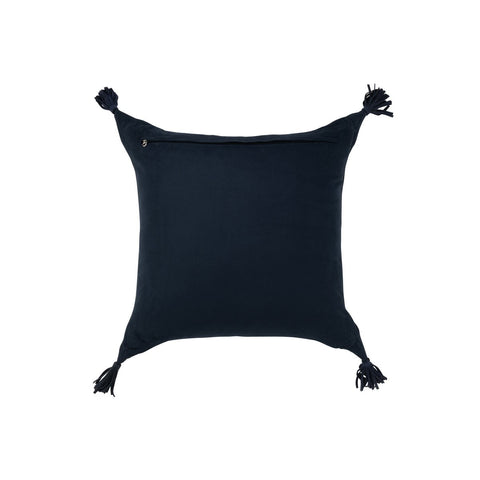 J-Line kussen Kwasten - leder - donkerblauw